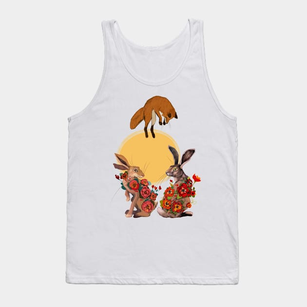 Floral hares and the fox Tank Top by TatianaBS